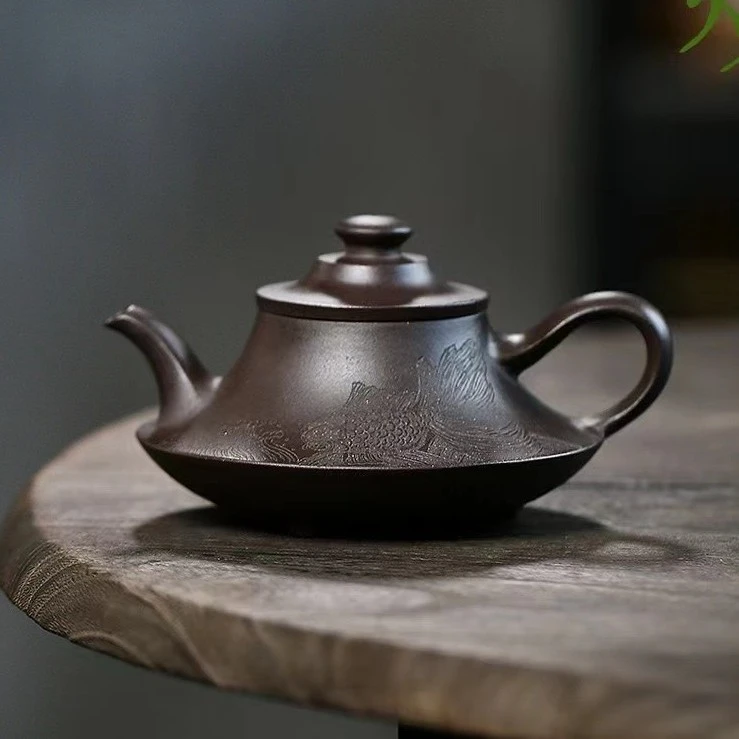 宜兴原矿手工紫砂壶全手工 茶壶自在云炉 石黄 150c H301