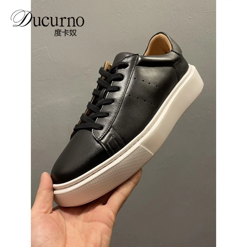 欧洲站男鞋2025秋季新款高端透气小白鞋厚底鞋爆款真皮休闲板鞋