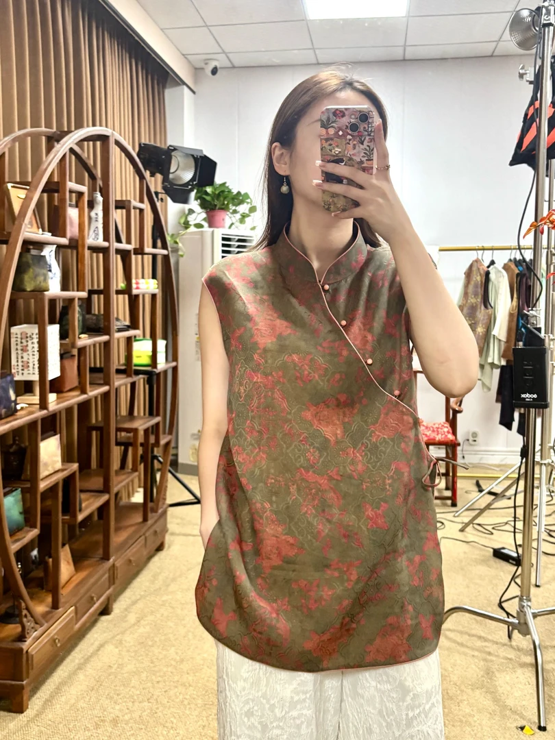 语绣华服馆【奥黛-燕归来】新斜襟桑蚕丝100%桑蚕丝新国风女装