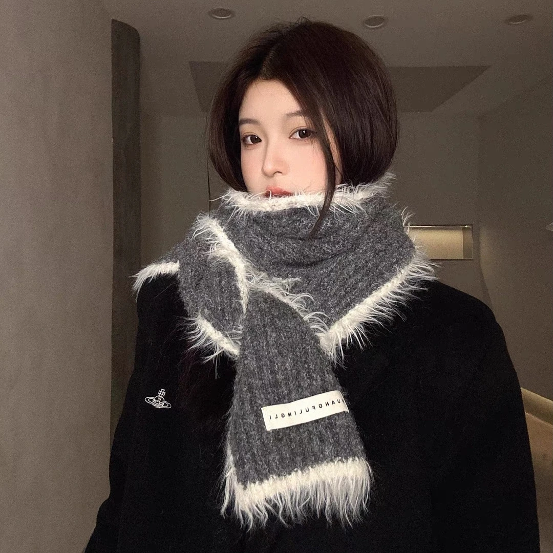 韩系高级感加厚保暖针织围巾女2025秋冬季含羊毛软糯围脖学生百搭