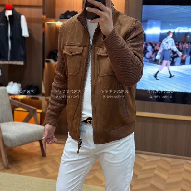 【薄棉夹克】秋冬男士轻奢极简老钱风翻领夹克079