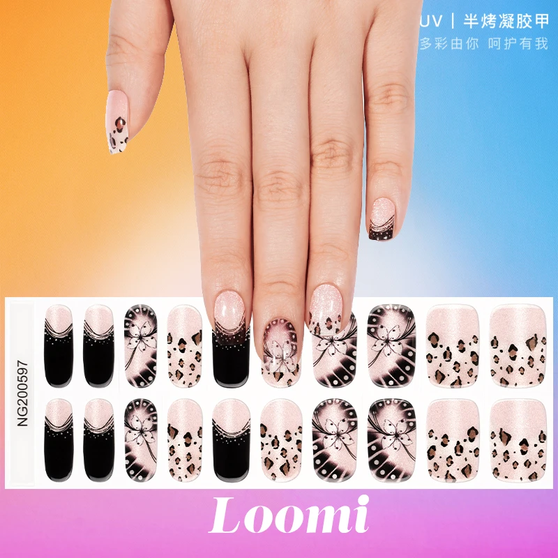 【Loomi暗藏野心】印花蝴蝶个性半烤凝胶凝胶甲贴穿戴软甲光疗软甲