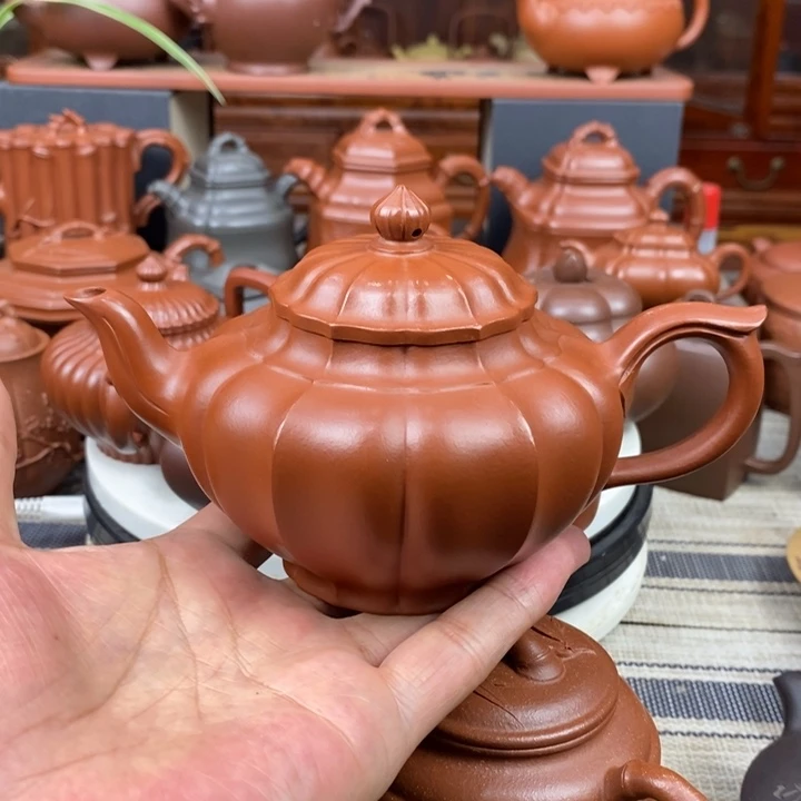 茶壶紫砂筋纹笑樱350cc原矿赵庄朱泥特价