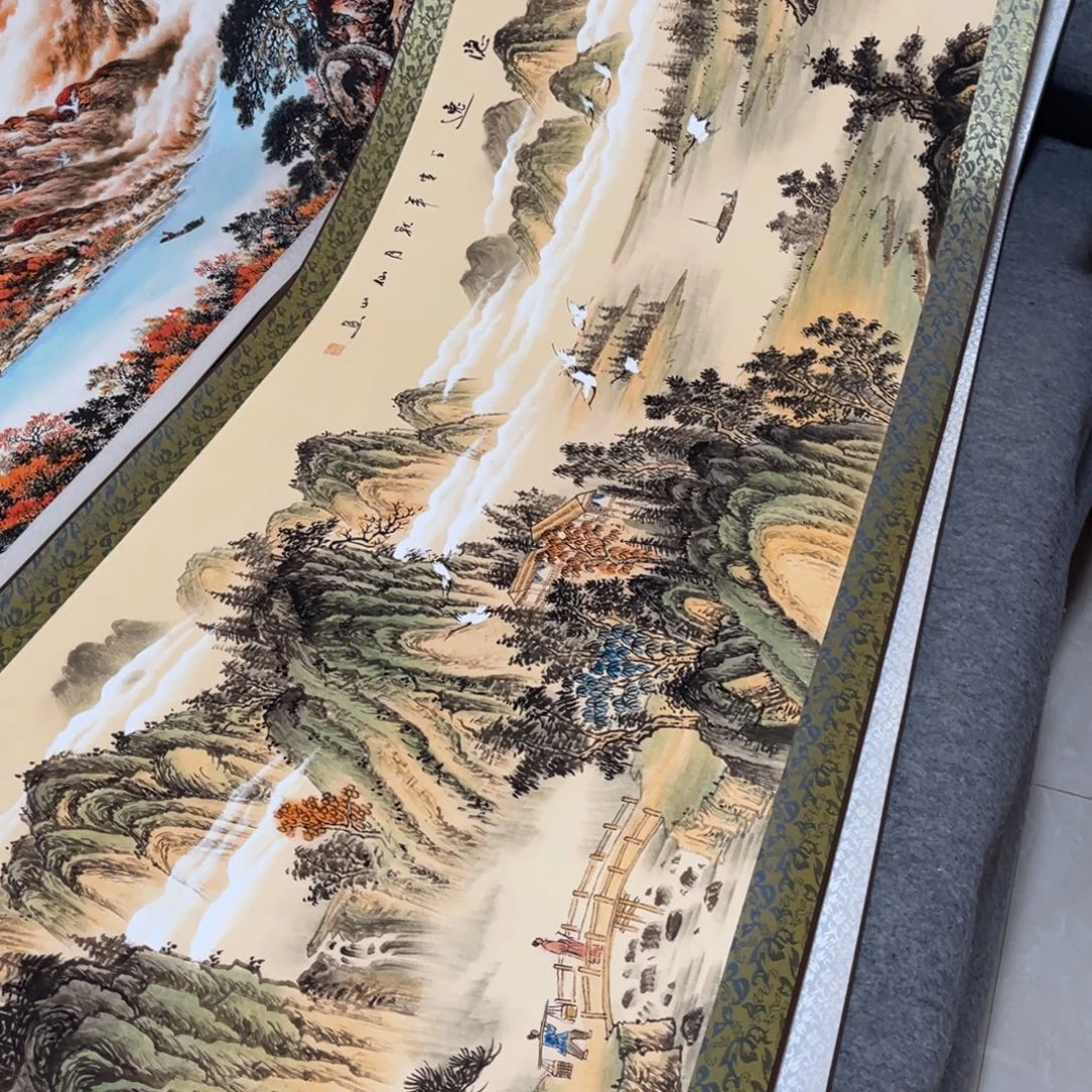 溪山隐逸六尺横幅东方美学山水装饰画21070