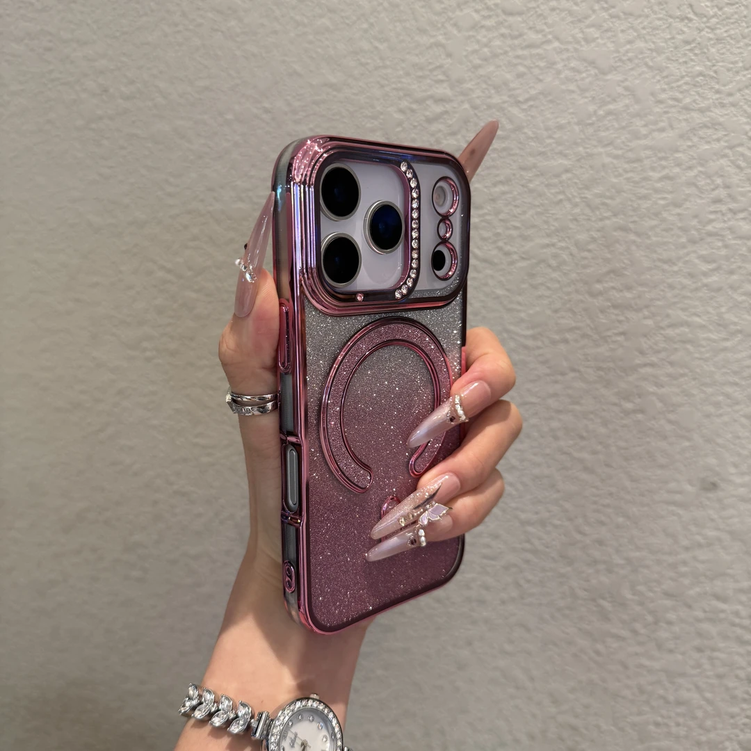 ins风闪粉适用苹果17promax手机壳iPhone16个性15新款14磁吸13