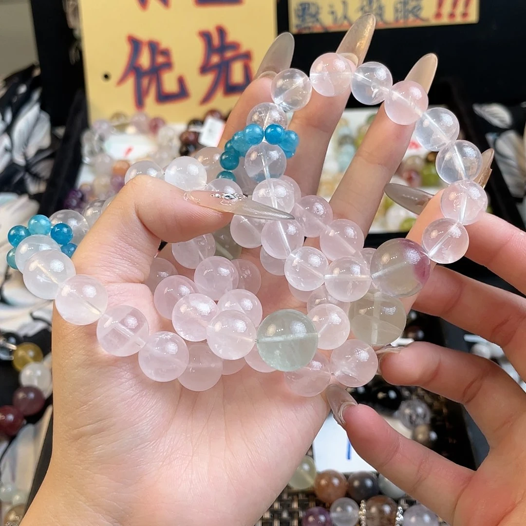 水晶手链未镶嵌冰橘粉