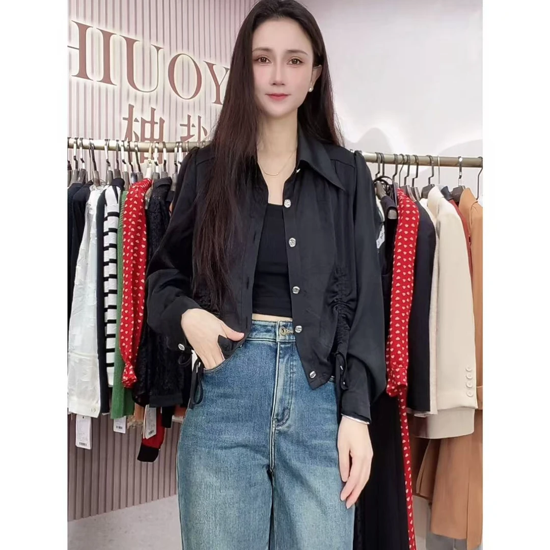 高斯雪岚【春装福利】显瘦长袖衬衫纯色修身百搭上衣24111821