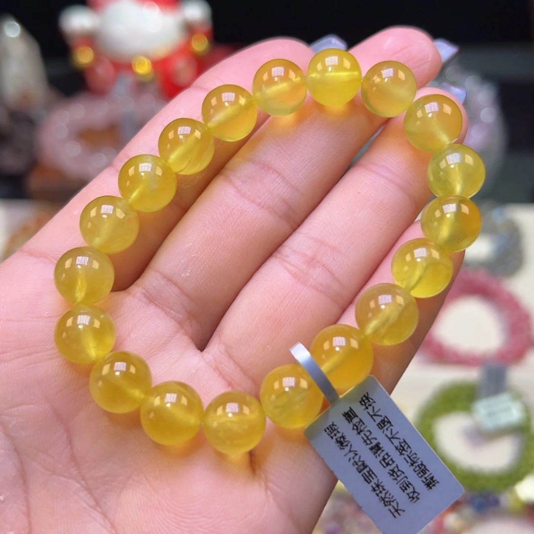 葡萄石未镶嵌手串奶***糖收藏冰种金葡萄石10mm