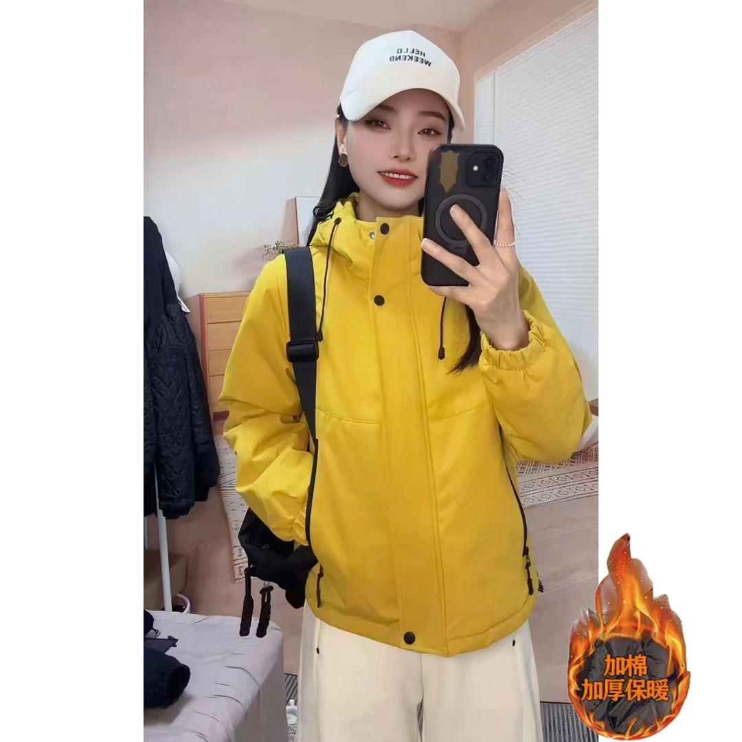 高级感夹棉加厚外套2025秋冬新款今年流行爆款冲锋衣休闲运动棉服
