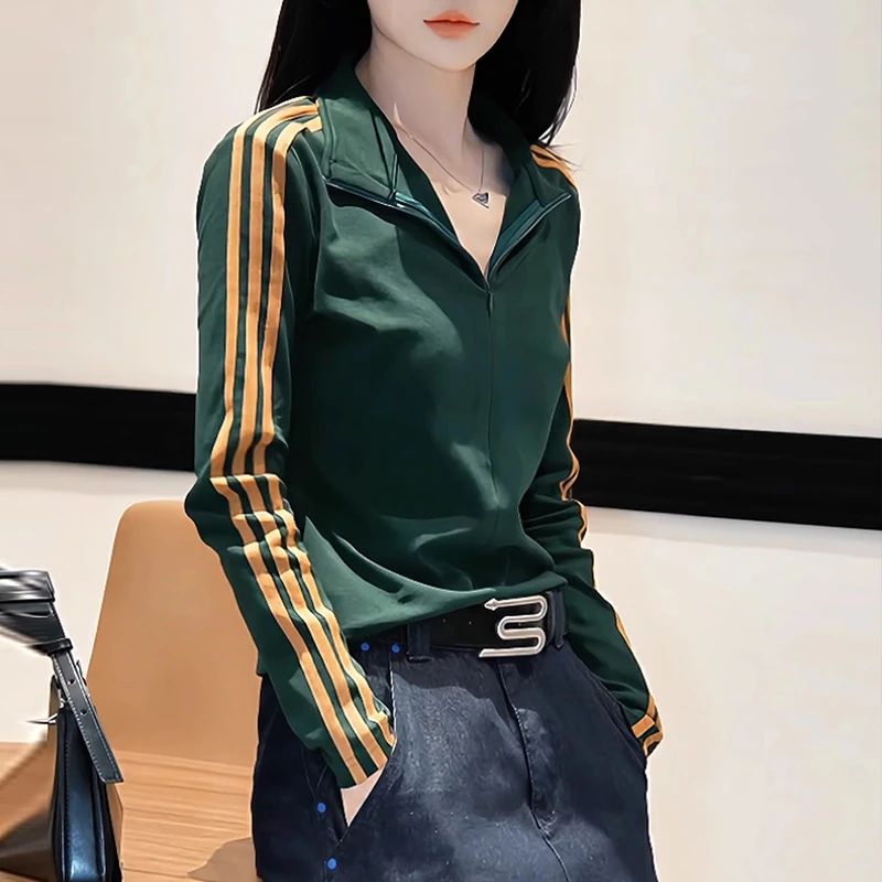 欧货半拉链立领长袖针织衫女2026春秋新款修身显瘦时尚打底衫上衣