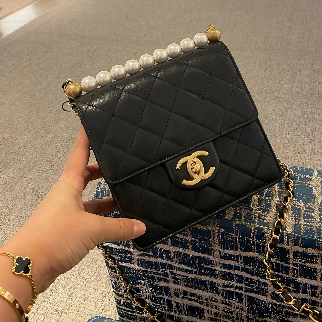 99新 Chanel/香奈儿 5102|香奈儿黑金珍珠woc斜挎包|香奈儿