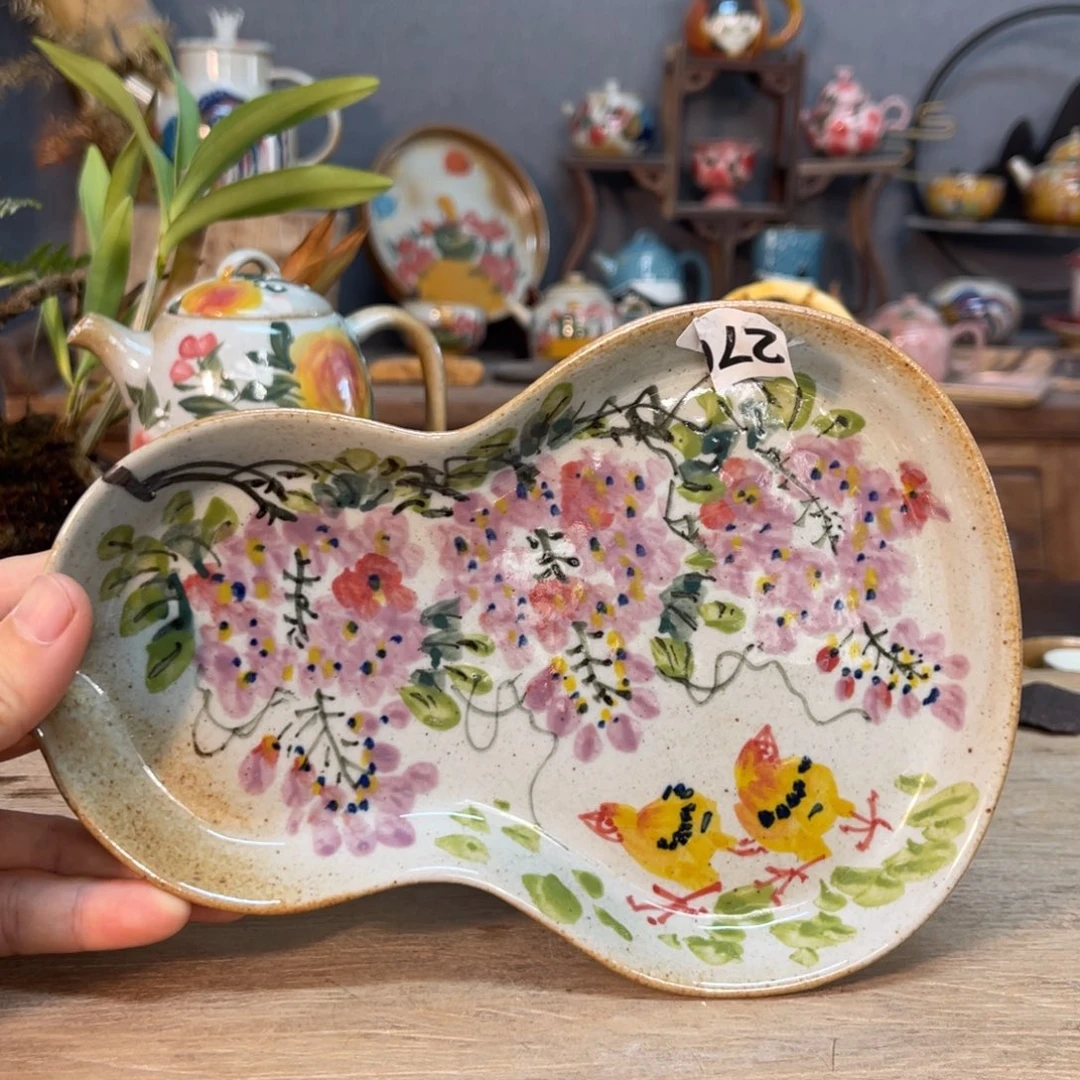 壶素浅陶瓷手工手绘