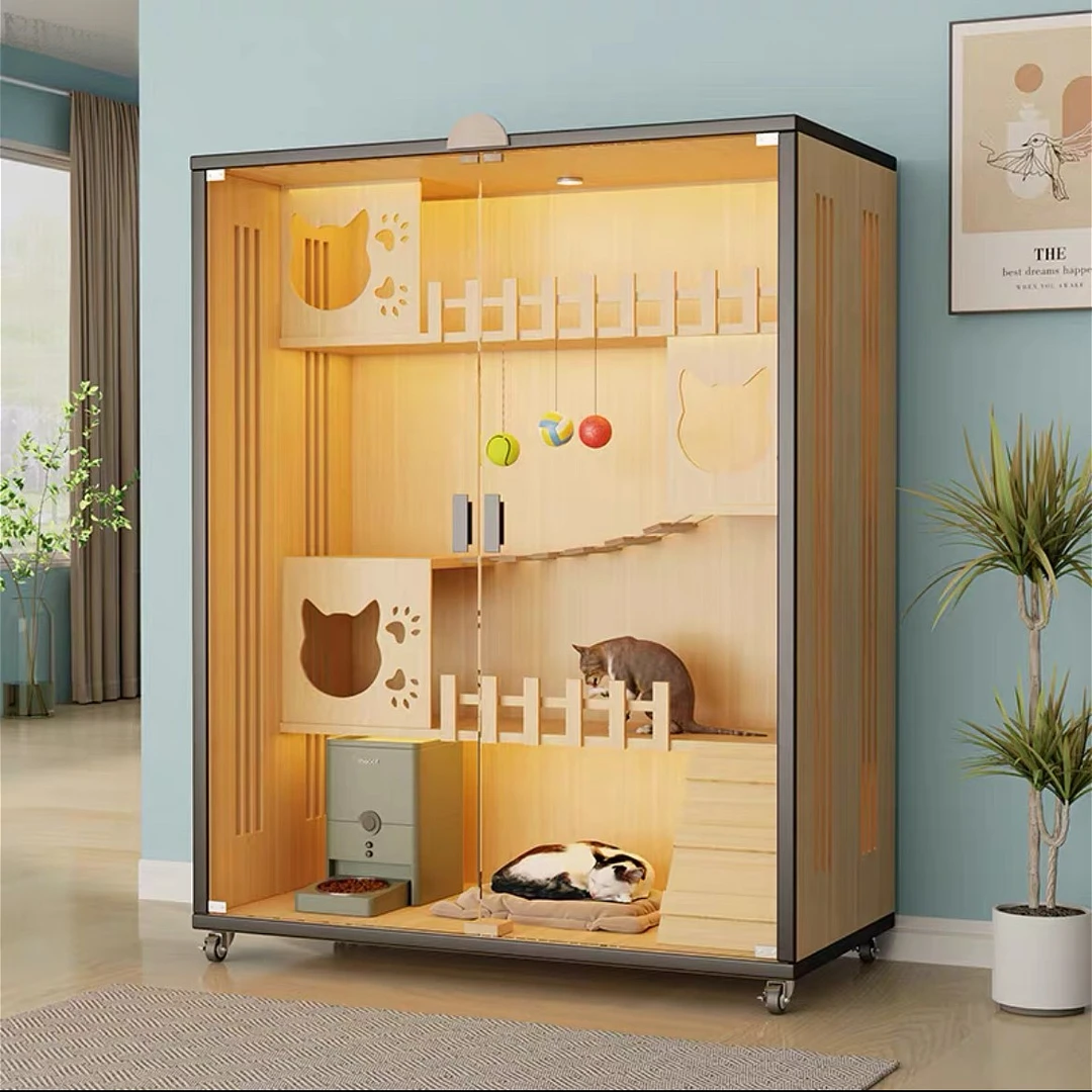 猫别墅透气多尺寸猫屋子猫笼子家用室内豪华版超大自由空间玻璃门