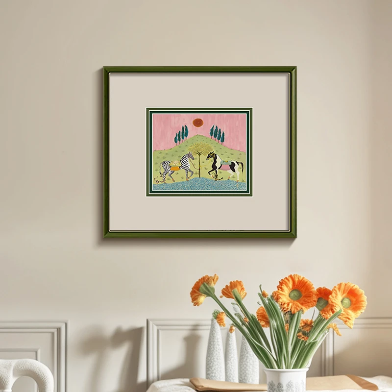 《筑梦童话》法式复古绿色餐厅装饰画高级感卧室挂画小众艺术壁画