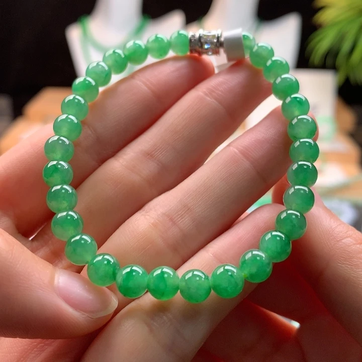 翡翠未镶嵌手串天然缅甸A货翡翠咖6.2mm