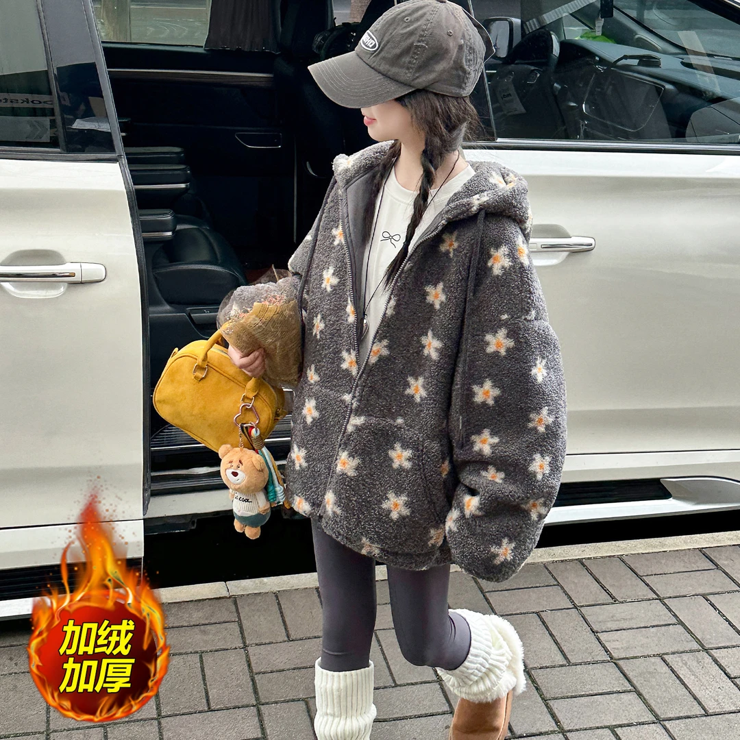 女童冬季花朵毛毛衣6-12岁夹棉加厚韩版15洋气宽松保暖一件过冬