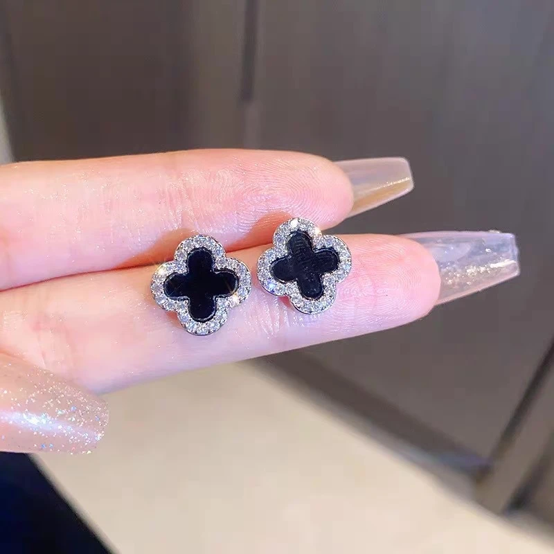 编号【44】简约四叶草花瓣锆石耳钉时尚百搭