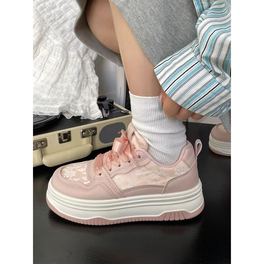 3104新中式国风松糕厚底增高小白鞋女新款爆款小众休闲板鞋子