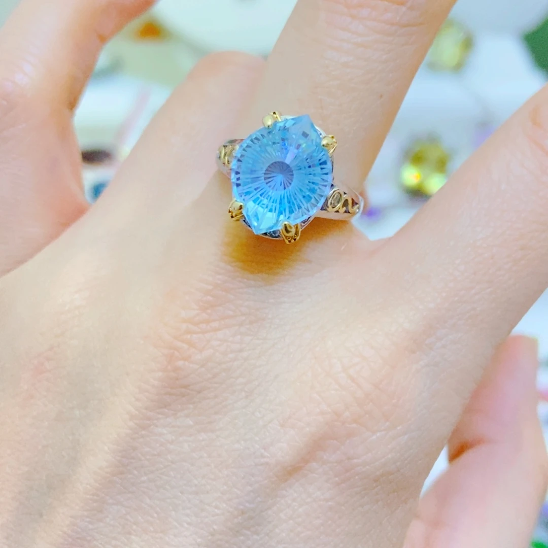 银S925镶嵌戒指托帕石