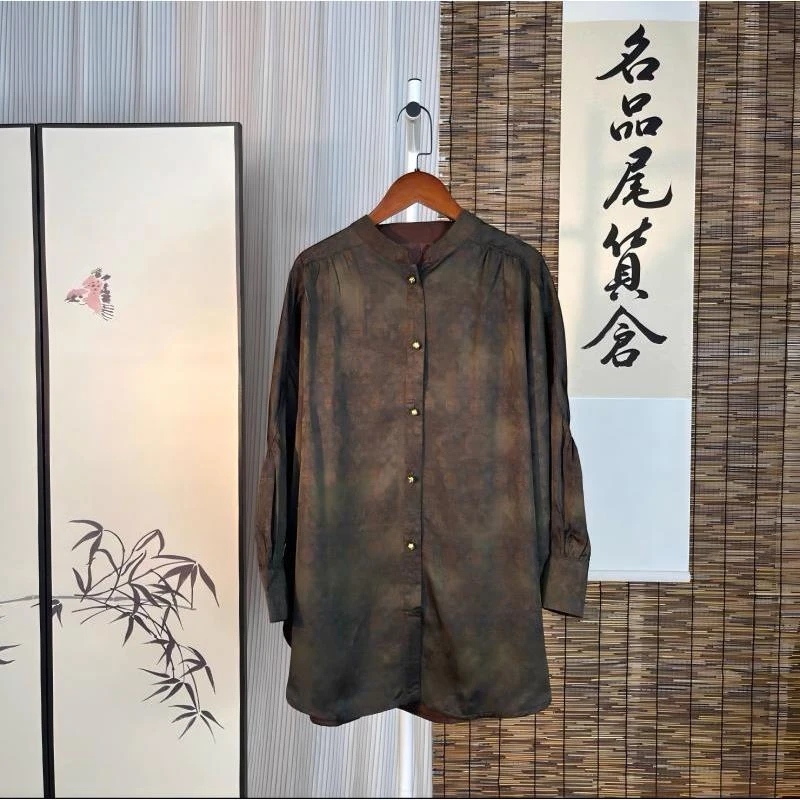 雅韵天成——新中式桑蚕丝香云纱古典衬衫