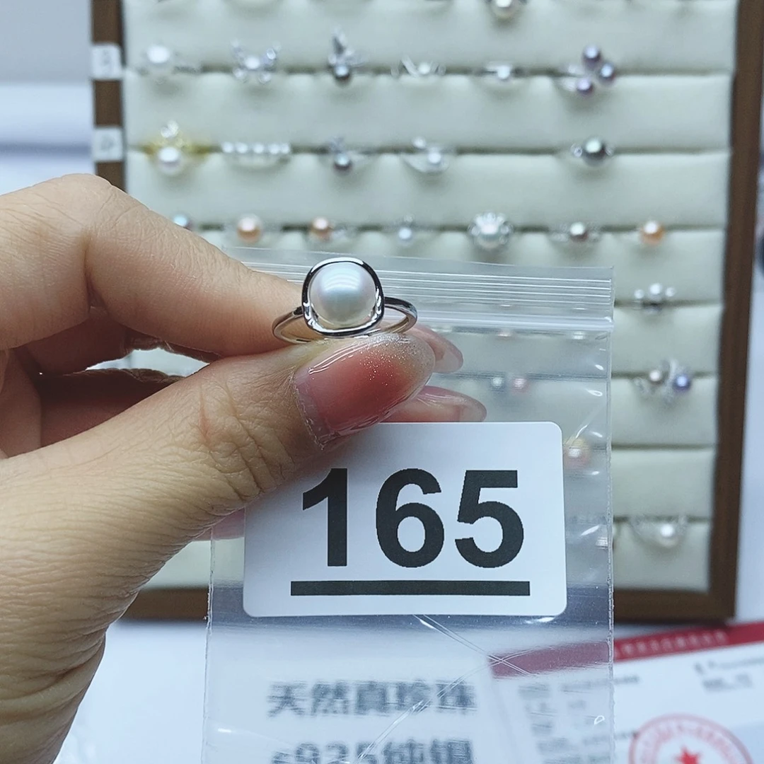 淡水珍珠戒指银S925镶嵌小**撞165
