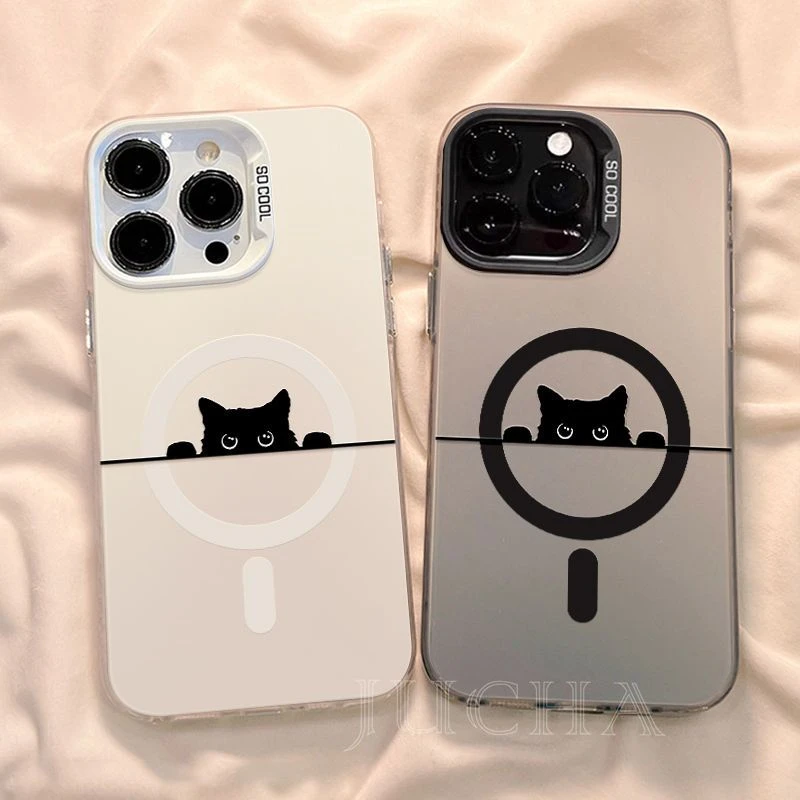 探头小猫适用苹果16promax手机壳潮牌华为nova14磁吸小米15新款