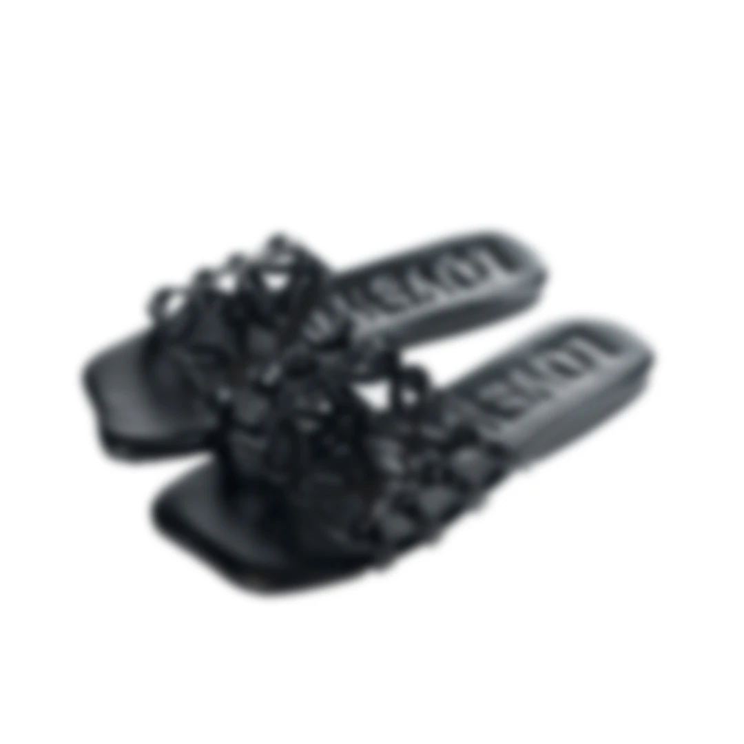 2025罗家拖鞋女外穿夏季新款真皮百搭休闲平底一字拖