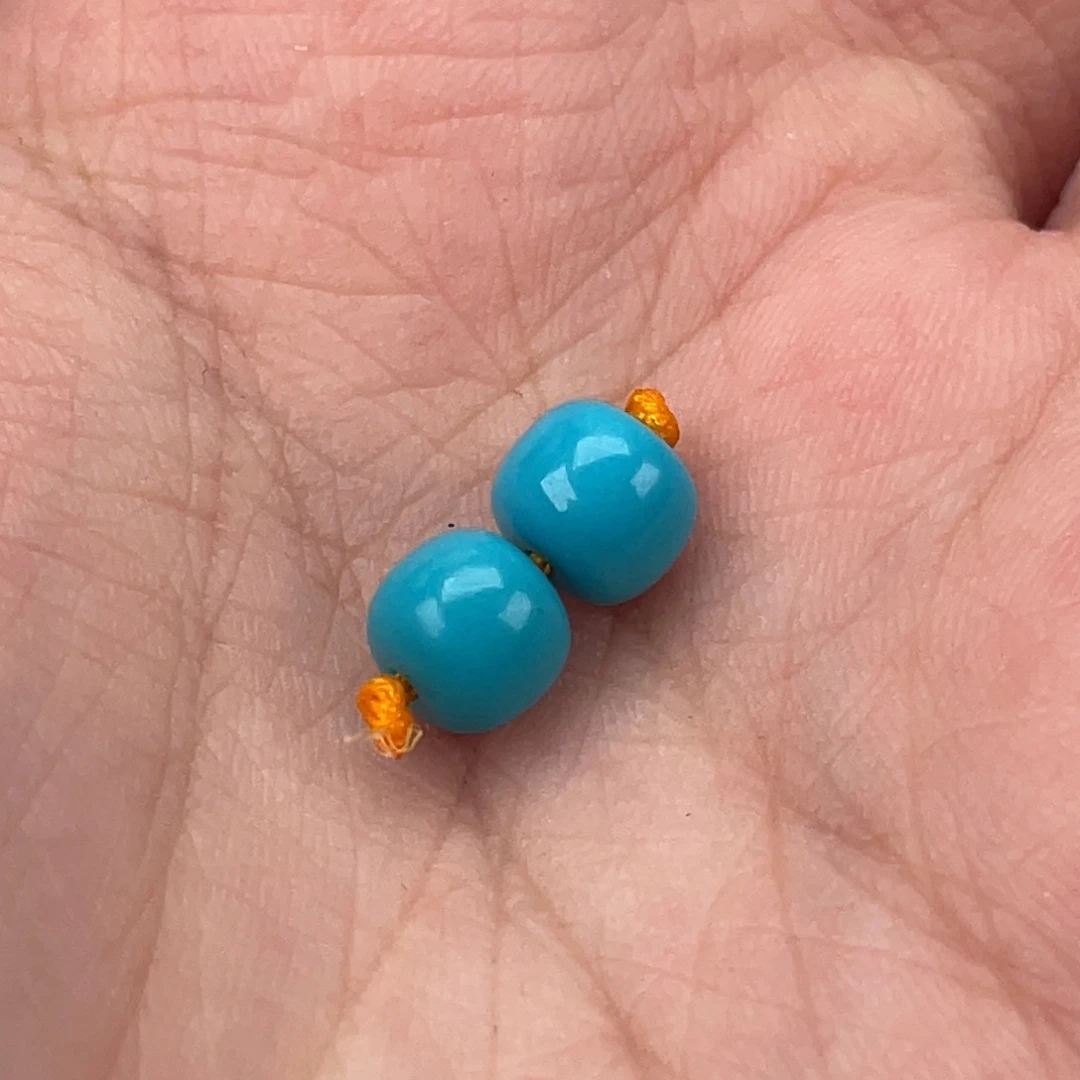 绿松石合金挂件老形对珠