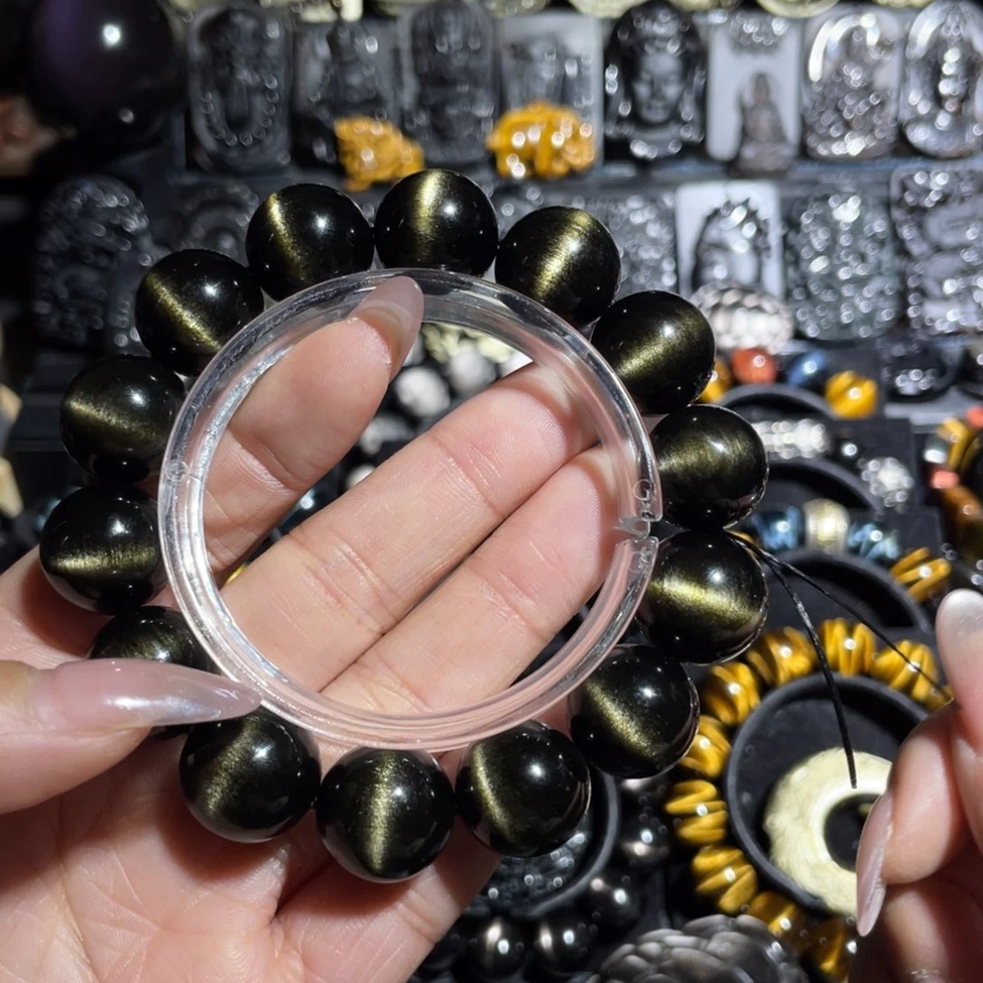 1***4黑曜岩未镶嵌手串16mm