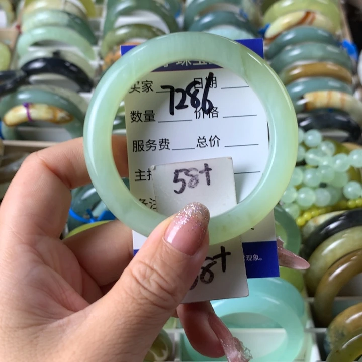 未镶嵌蛇纹石玉手镯7286