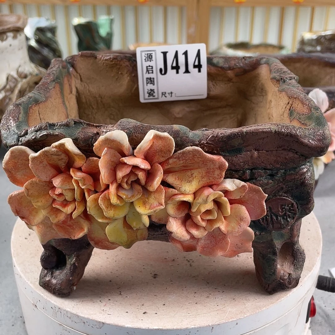 紫砂花盆景德镇手工陶瓷花盆414