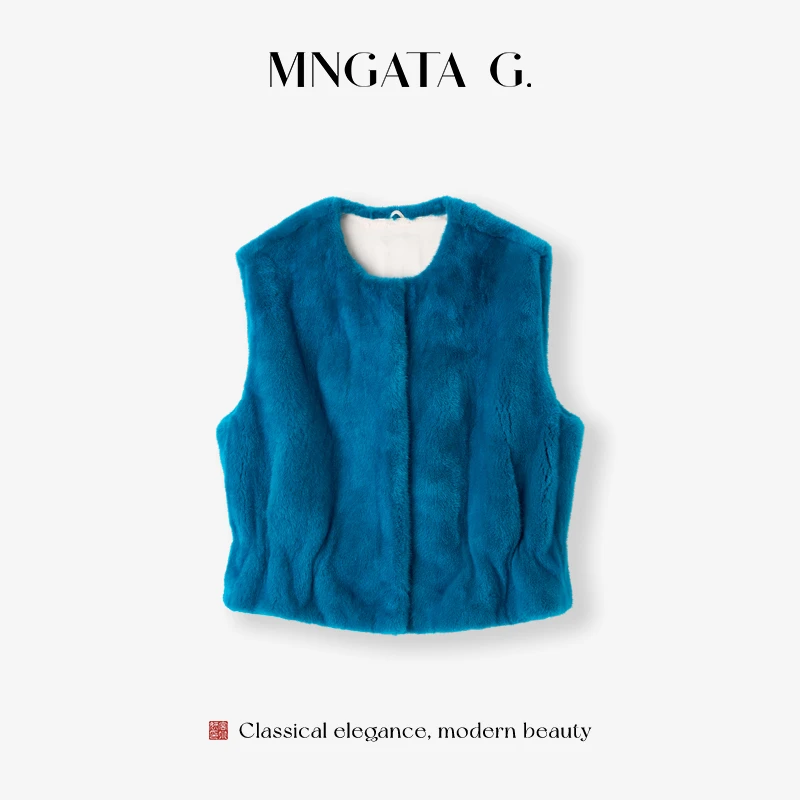 MNGATA G.宫小妍【曼奢·蜜蜡水貂】SAGA短二秋冬新中式马甲5081052