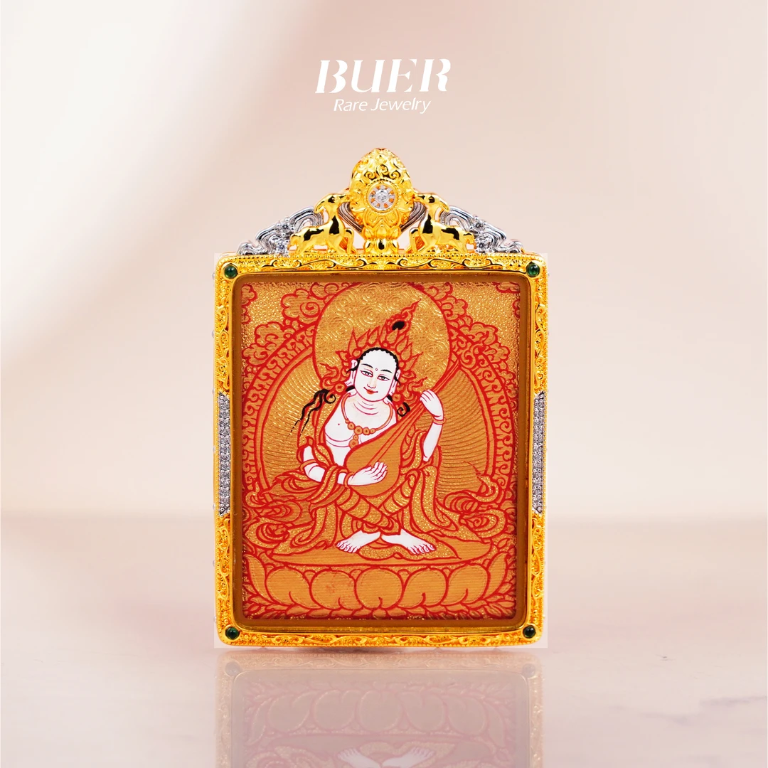 【不二】大师手绘唐卡·妙音天女吊坠5*4cm