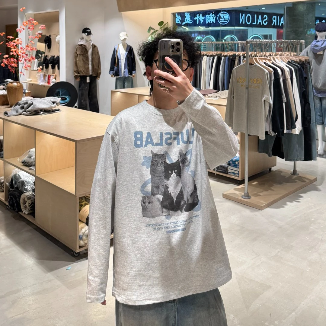 夏季短袖数码直喷小猫印花T恤时尚简约百搭 LF25302