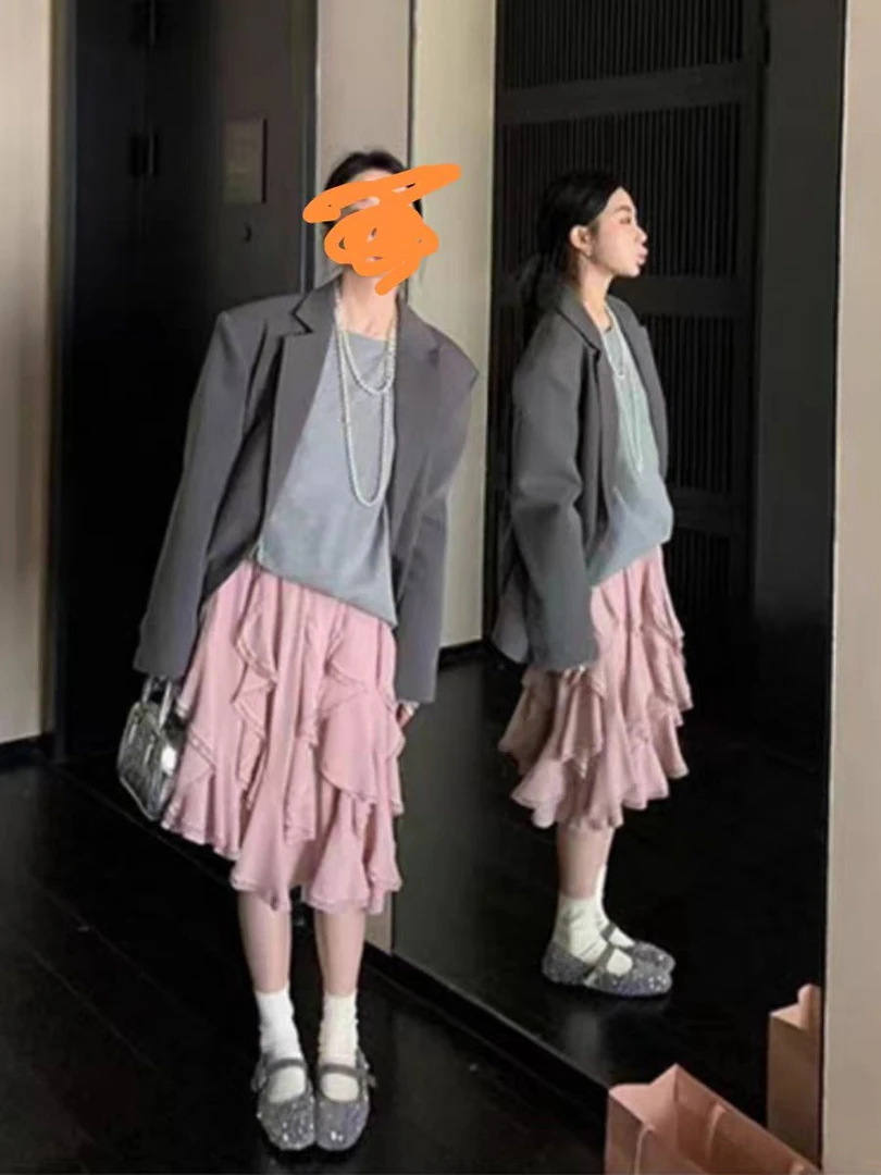 2025春季花边裙小香风西装套装（不含配饰）