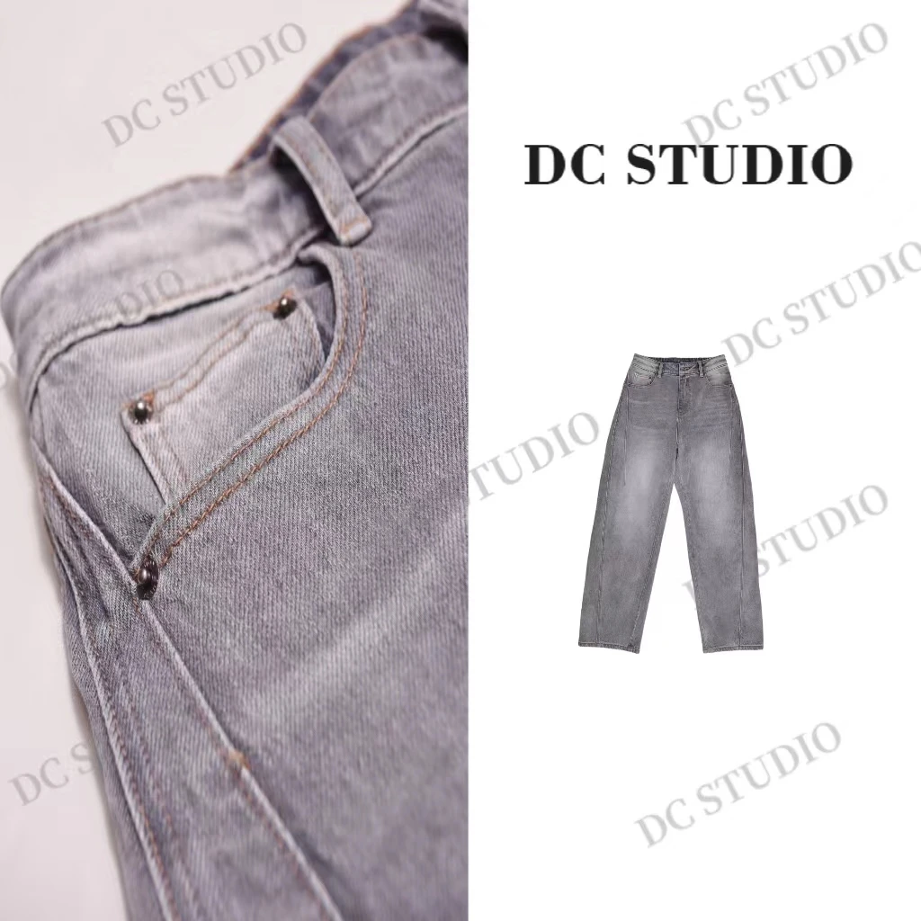 Syan【栀夏】2025早春时尚百搭水洗高腰设计师牛仔裤（含腰带）