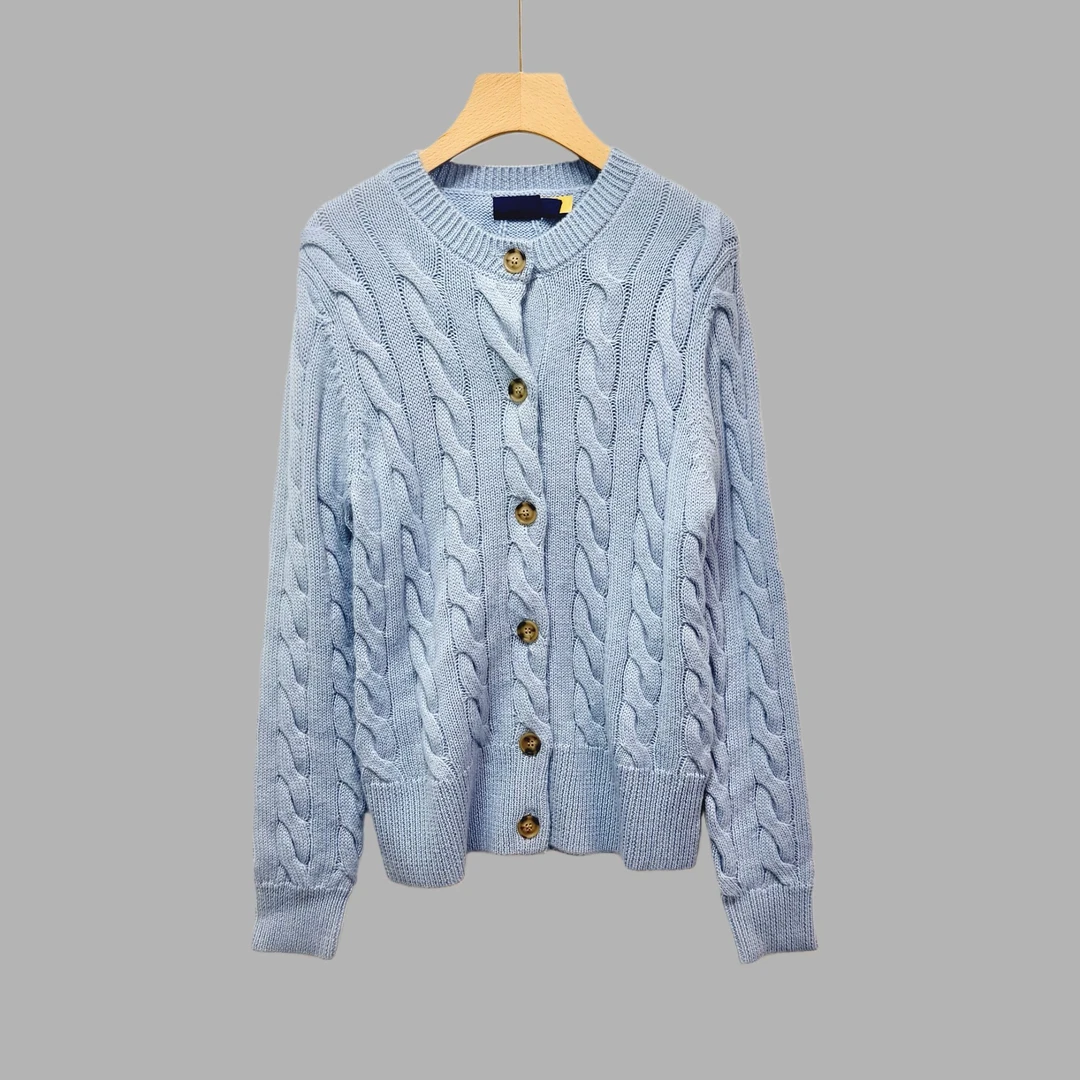 【臻雅】“小马标麻花羊毛开衫”休闲时尚百搭秋冬新款针织开衫