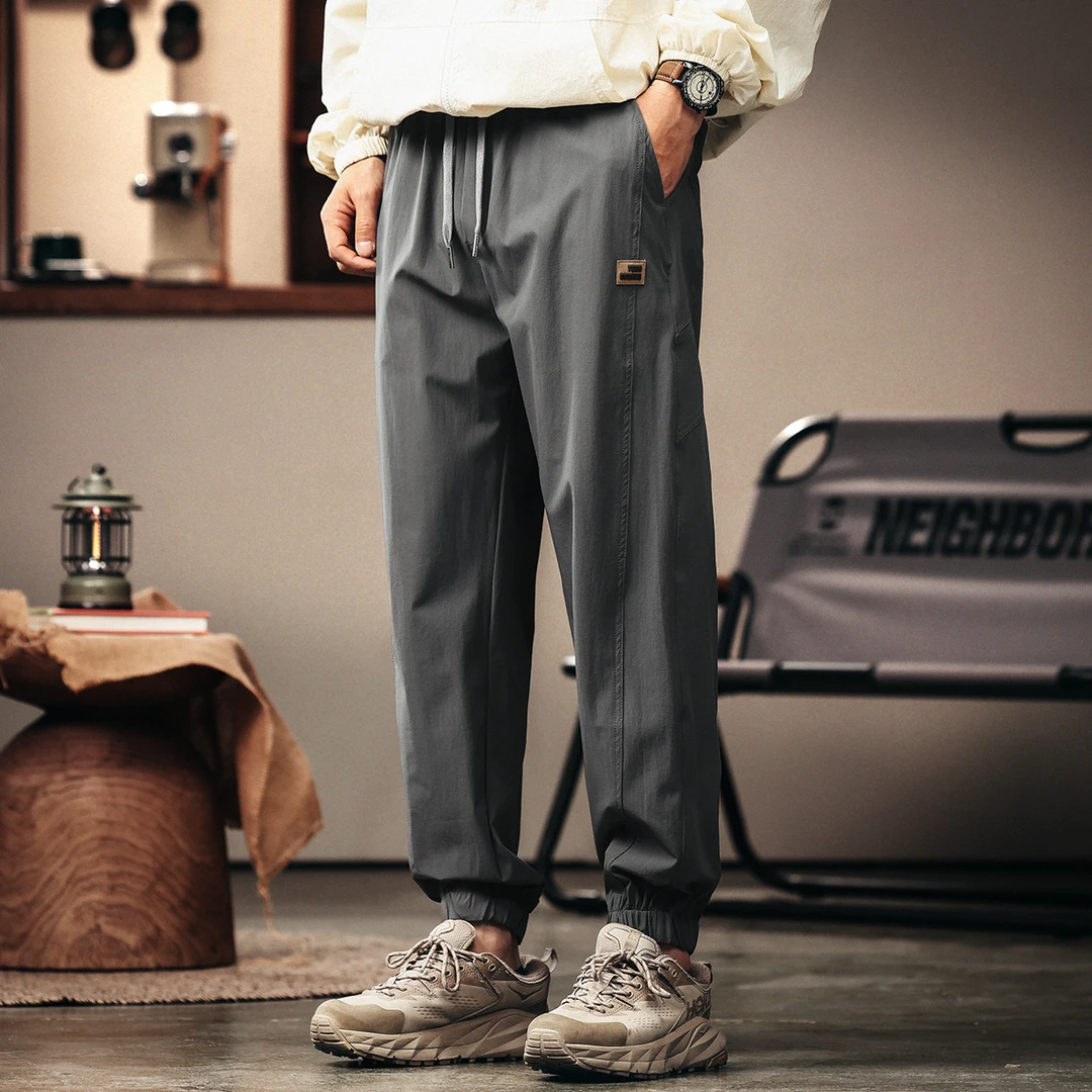 格蓝鹿美式潮牌宽松冰丝薄款休闲裤男士春夏季户外速干运动裤子男