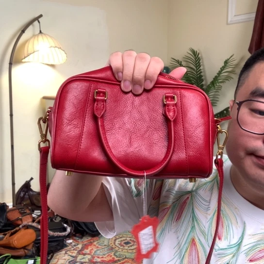 进口头层牛皮女包
