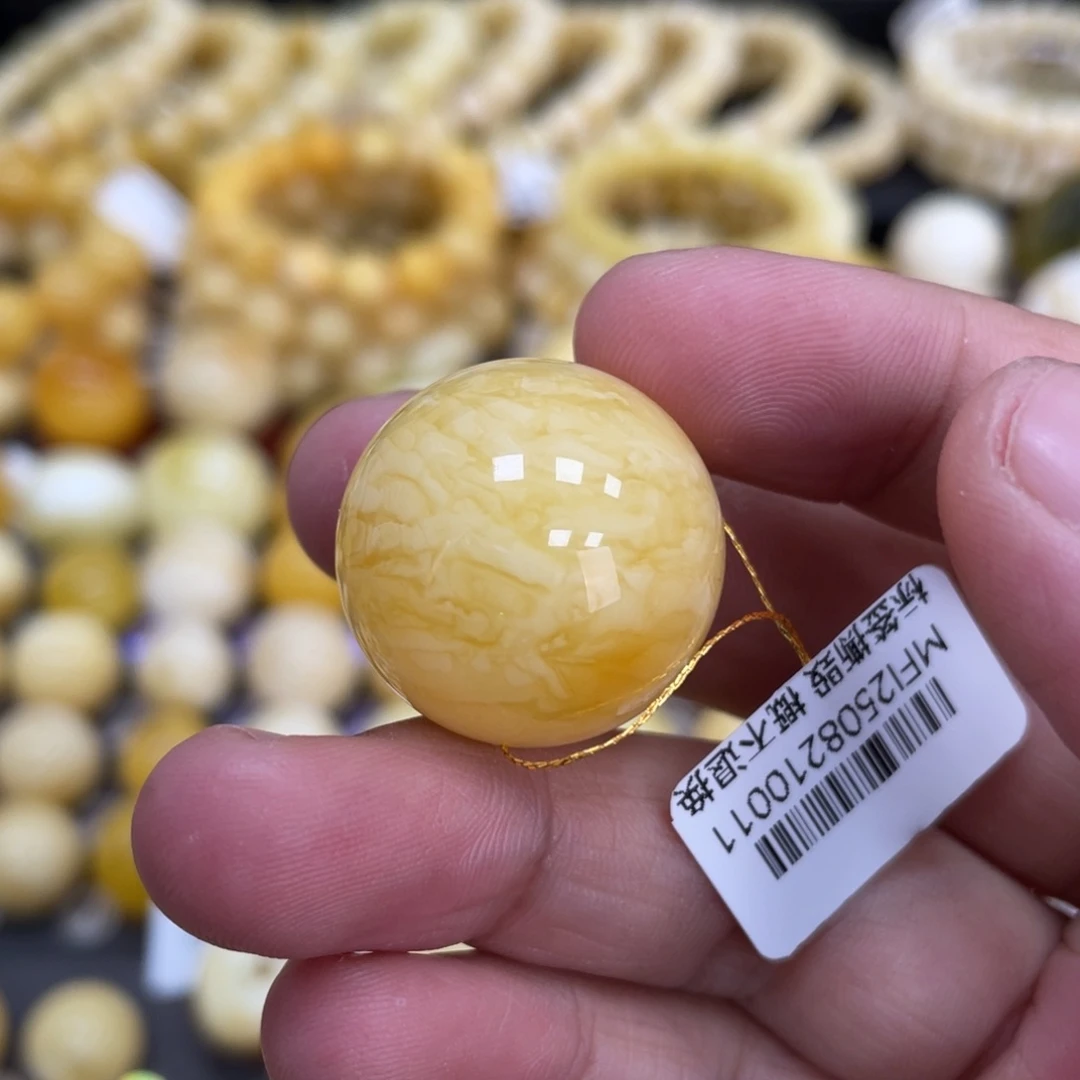 未镶嵌蜜蜡裸石23.3mm虎皮 浓蜡