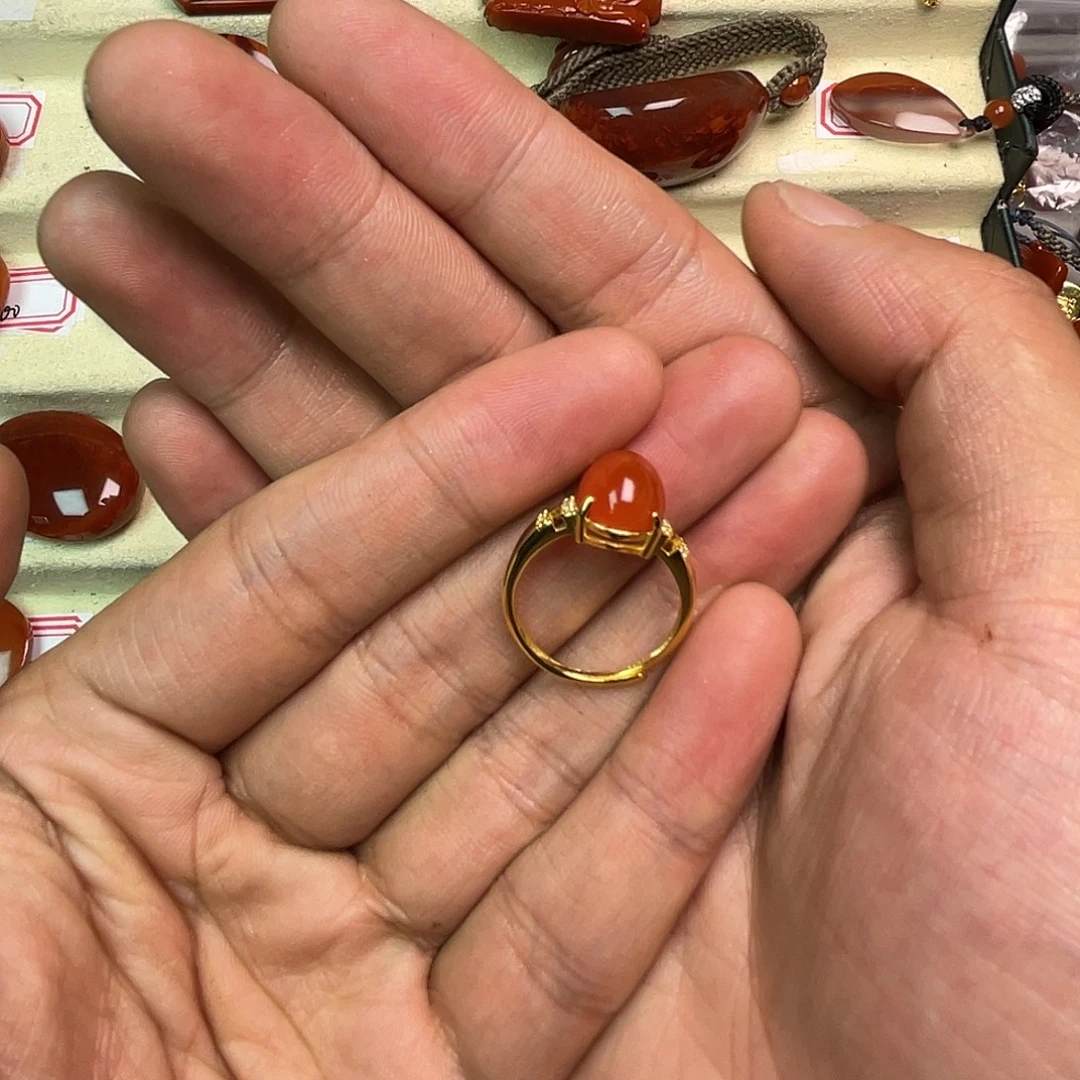 暖***^未镶嵌戒指南红玛瑙南红戒指