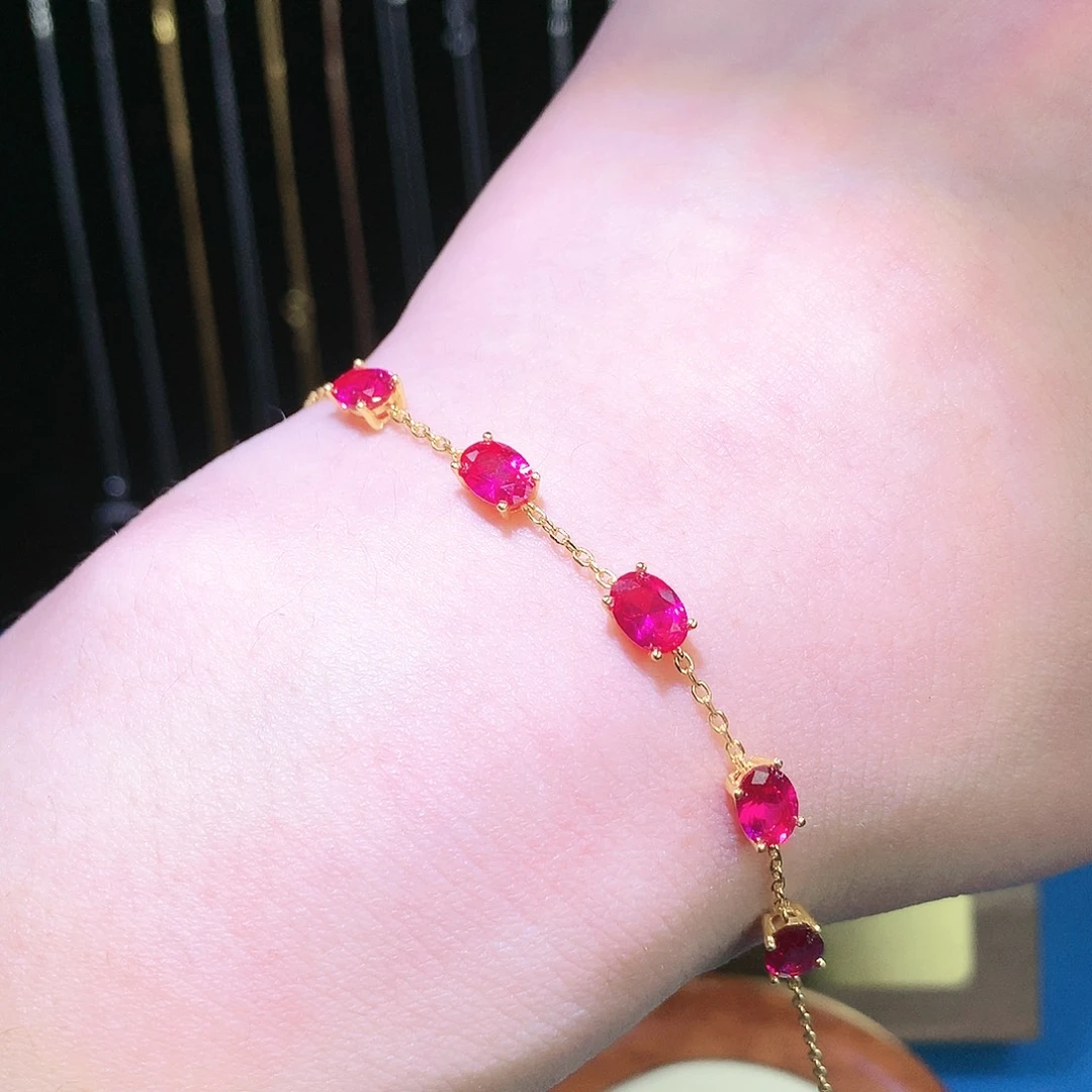 红宝石手链银S925镶嵌