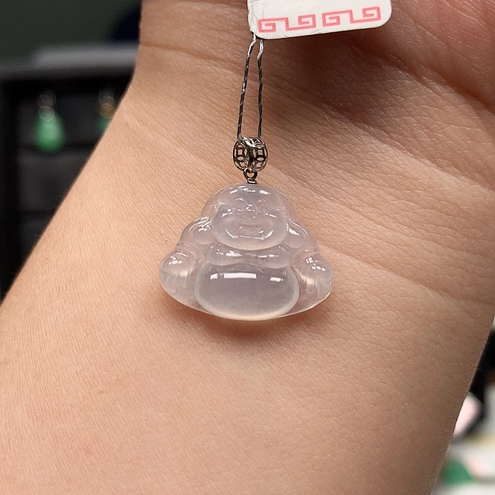 翡翠18K金镶嵌挂件佛公