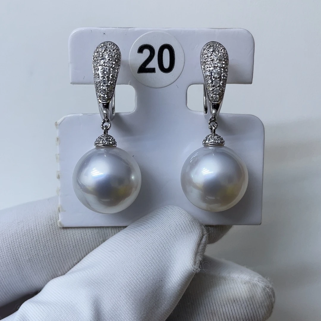 海水珍珠耳饰18K金镶嵌澳白