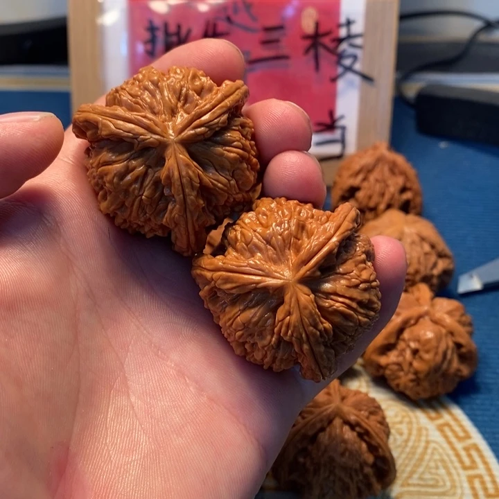 桃核吊坠@***声白狮子三棱