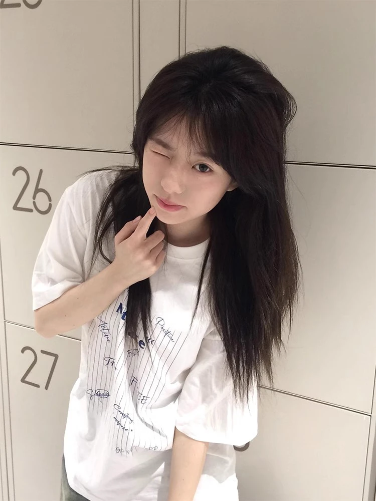 80-300斤大码女装美式复古字母印花短袖t恤夏季宽松显瘦纯棉上衣