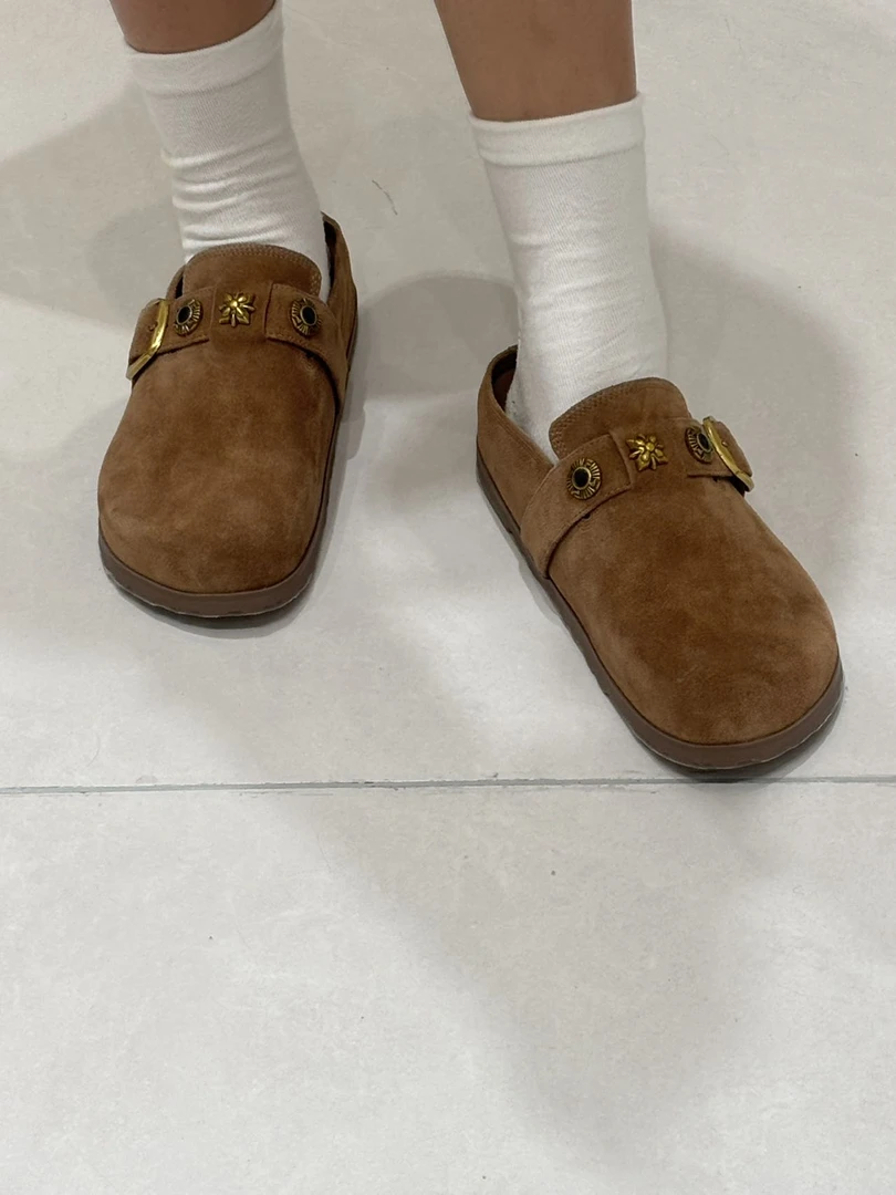 【现货】UDV平底休闲日常软底勃肯鞋春季牛皮厚底拖鞋百搭