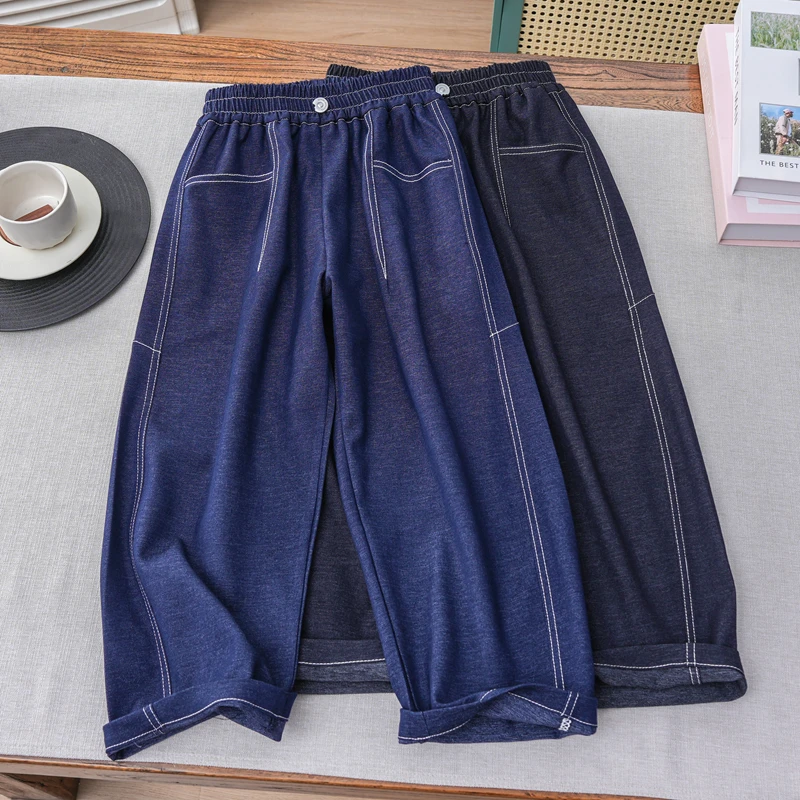 男童2025秋新款牛仔长裤男童纯色休闲长裤中大童拼接街潮裤子
