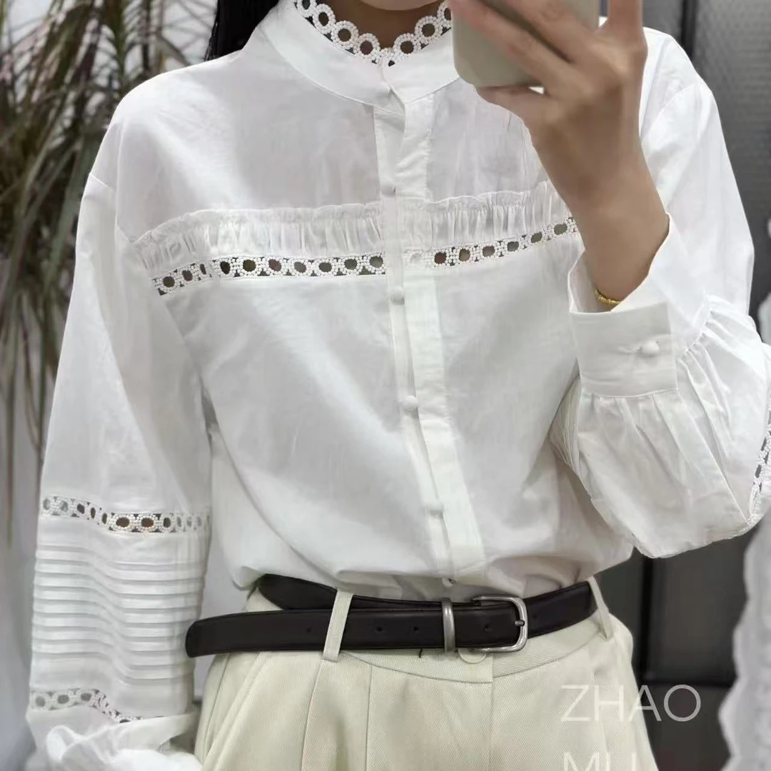 86076/128 镂空蕾丝衬衫春装轻奢高级感衬衣女款2025新款爆款