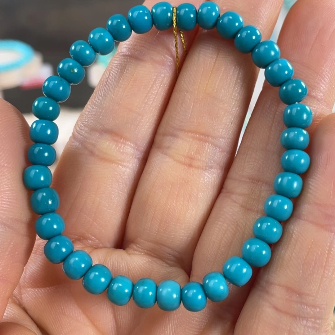绿松石未镶嵌套链精品高蓝手串